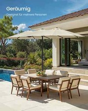 XXL Doppel-Sonnenschirm 394×200 cm UPF 50+ Kurbel Beige – Terrasse & Garten