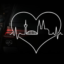 Köln Skyline Herzschlag Aufkleber Auto | Herz Größen | Cologne |  Sticker 773
