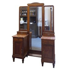 Schminktisch Frisiertisch Coiffeuse Antik um 1920 Eiche B: 131 cm -11552-