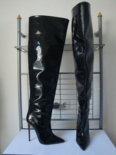 Overkneestiefel, Lackleder