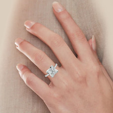 14 Karat Weißgold Ehering Diamant Lab Grown Prinzessin 3,5 Karat IGI-zertifiz...