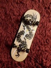 Custom Fingerboard Holz Skateboard Komplettboard Schwarz Gold Drache Wie Neu