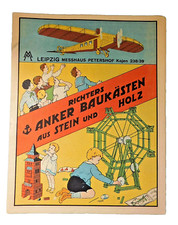Orig. Richters Anker Holz Stein Leipziger Messe Prospekt Ankerbausteine  1900