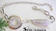 5 / 10 Stk. Edles Armband mit Zirkonia 17 - 25 cm Länge / Blatt / Restposten NEU