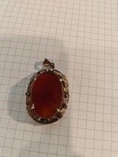 Antik Silber Anhänger Mit Bernstein Elegant Vintage