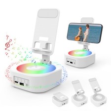 Tisch Handy Halterung mit Bluetooth-Lautsprecher, buntem Licht,360° frei drehbar