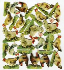Oblaten scrap die cut chromo.Bogen  Hühner Federvieh  von H&S 21125
