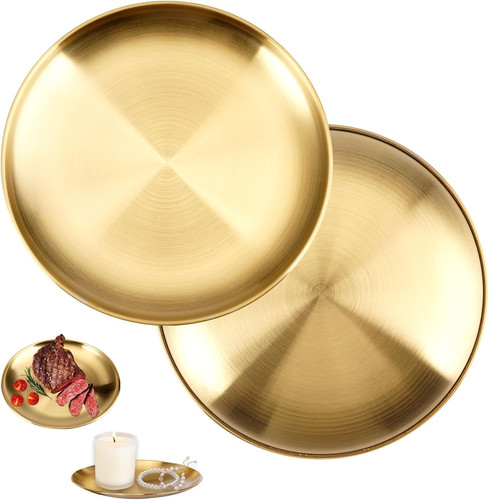 Rundes edelstahl tablett gold - edelstahl,