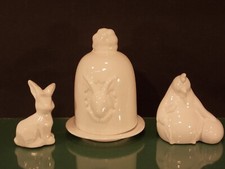 Eierbecher mit Haube/Glocke Oster Hase und Huhn Porzellan/Keramik weiß