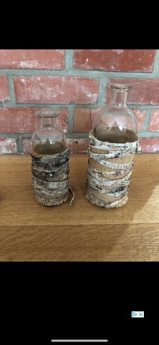 Kleine vasen holz jute - 2x,