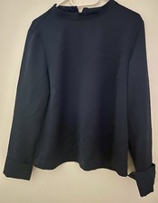 Blaue Hochglanz Bluse In