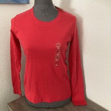Damen Basic Langarm Shirt rot