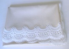 Tischdecke, Leinen, Hellbeige, Spitze und Spitzeneinsatz, Rechteck 120 x 160 cm