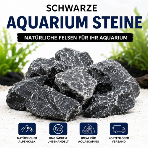 Aquarium steine schwarz 15cm - schwarz, 6-15cm