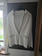 Neuer Strickblazer von Madeleine Gr.44 in Weiß/abgesetzt mit Schwarzen Streifen