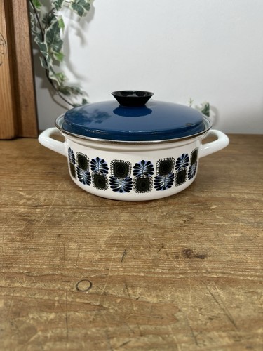 Vintage emaille kochtopf blau - vintage,