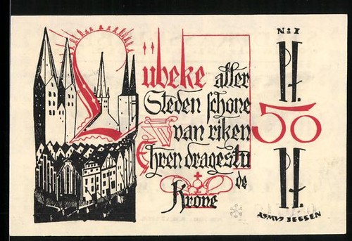 Notgeld lübeck 1921 pf - lübeck,