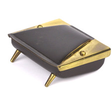 Messing Schatulle Dose, Schwarz-Gold, Zigaretten Box, Deutsch, 40er 50er