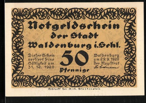 Notgeld waldenburg - notgeld, i