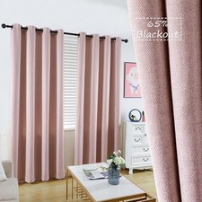 2x Rosa Ösenvorhang 150x250 cm Herringbone blickdicht – Blush Pink 65% Blackout
