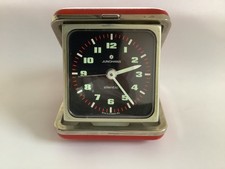 Junghans Reisewecker Wecker mit Handaufzug Mechanisch Vintage schwarz + rot