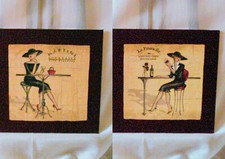 2 selbstgestaltete Bilder"Cocktail/Bar",20x20, Handarbeit-Serviettentechnik