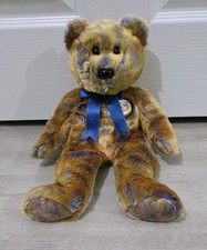 TY BEANIE BABYS - 2000 OFFICIAL CLUB - BROWN & BLUE BEAR - BUDDIES COLLECTION