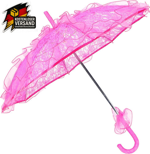 Spitzenschirm rosa faltbar - rosa,