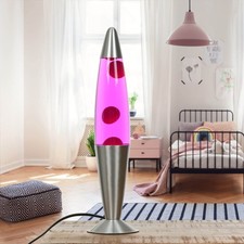 Lavalampe Pink Tisch Lampe Retro 42 cm groß verträumt feminin G9 25 W mit Kab...