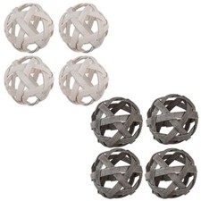 Deko Rattankugeln 8cm 4er Set in weiß o. silber zum dekorieren basteln gestalten