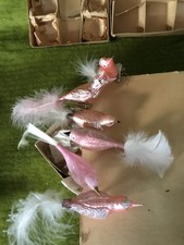 6 Glasvogel rosa Glitzer Glas Vogel Christbaumschmuck Feder 25/94