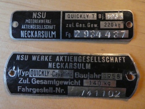 Original nsu typenschild - original,
