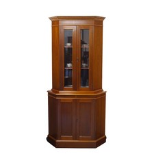Eckschrank Eckvitrine Nussbaum englischer Stil 2-türig H: 200 cm -11838-