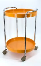 * VINTAGE SERVIERTISCH TROLLEY WAGEN BEISTELLTISCH SPACE AGE 70s ORANGE CHROM