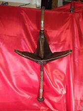 Antiker Alter Holz Leder Metall Klappsitz Jäger/Pirsch Sitz Angler Stock (4323)