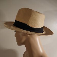 Hut MONTECRISTI GENUNE PANAMA Gelb Handgefertigt Damen Herren Art Déco N4671