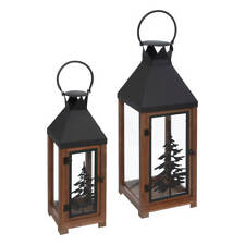 Holzlaterne mit Metallrahmen