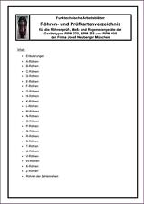 Röhrenverzeichnis und Prüfkartenverzeichnis Röhrenprüfgeräte RPM370 + 375 + 400
