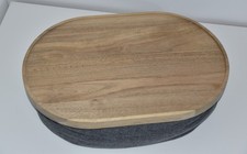 Räder Knietablett WUNDERBAR Akazien-Holz Textil grau