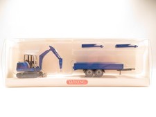 1:87 Wiking 6584036 Mini Bagger mit Hydraulikhammer und Trailer W47/W9