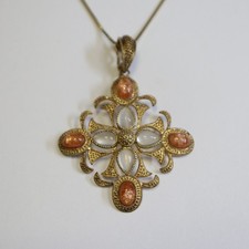 Goldfluss / Mondstein Kettenanhänger + Feine Kette  4,5 / 40 cm beides 585 Gold