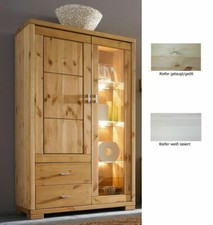 Massivholz Vitrinenschrank Kiefer massiv Highboard vitrine Wohnzimmer schrank