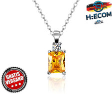 925 Silber Damen Halskette Anhänger Mit Citrin Zirkon Schmuck Hochzeit Geschenk