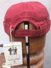 Saint James 'Miki Canvas' Dockers Totenkopf Kappe. In Brique Rouge (rot) Größenanpassung