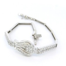 Armband, Armkette bicolor mit Zirkonen, Weißgold/Gelbgold 585 14 KT