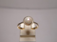 70er J. 585 Gold 14 K Gelbgold Ring echte Perle Ø 6,5 mm Ø innen 19 mm 2,26 g