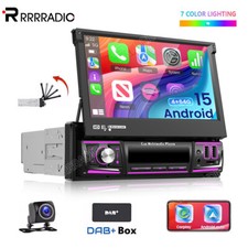 DAB+ 4+64G 1 DIN 7 Zoll Flip Out Android 15 Carplay Autoradio GPS WIFI FM BT KAM