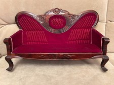 Sofa für Bären / Puppen, Holz, Samt, Intarsien, TOP-Zustand !!!