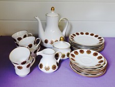 Kaffeeservice - Weimar Porzellan - 6 Personen - Golddekor - Vintage