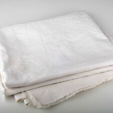 Alte Leinen Tischdecke 135 cm x 125 cm Leinen weiß mit Muster Bauernleinen
